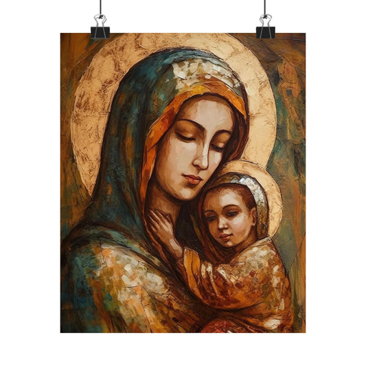 Mother's Blessing - Virgin Mary and the Christ Child - Multiple Sizes - Premium Matte Vertical Posters - Christ Child and Mother Mary