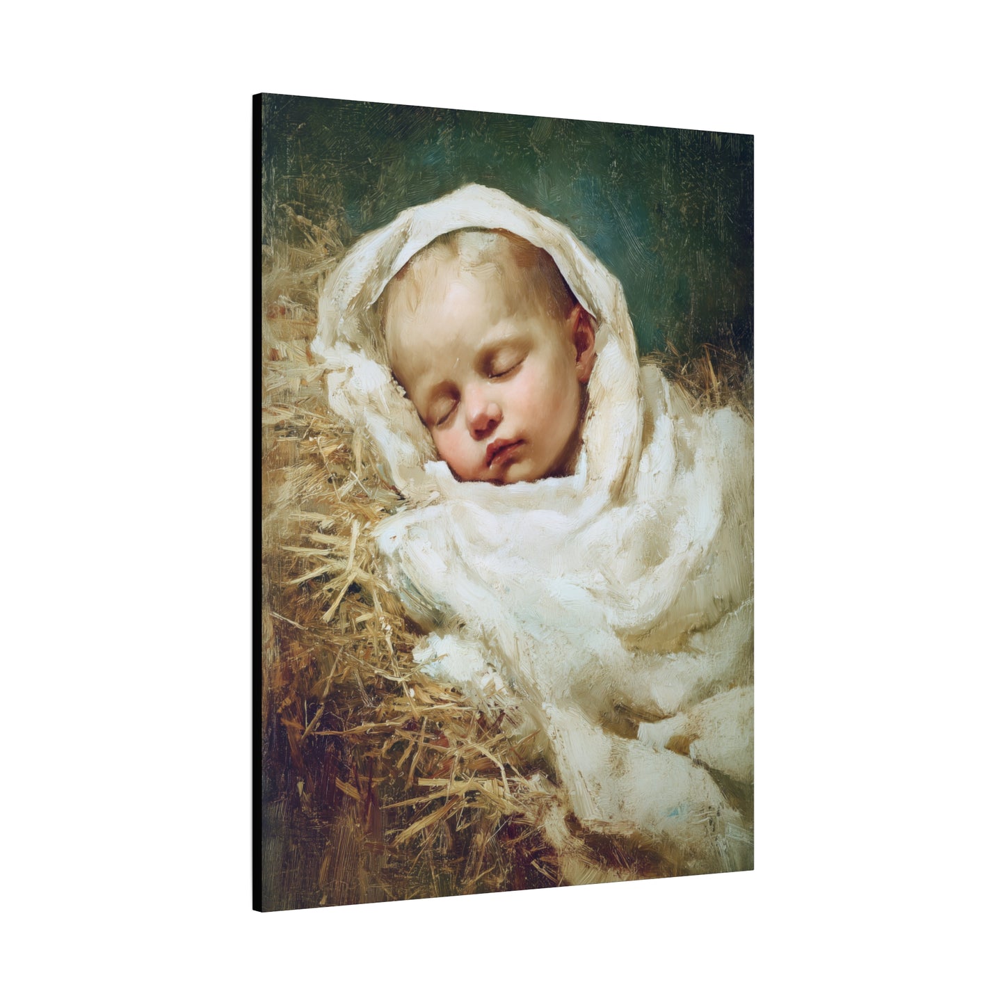 The Christ Child Resting in the Silence of the Manger - Gallery Wrapped Canvas - Print - Religious Art for your Home - Catholic Art Print