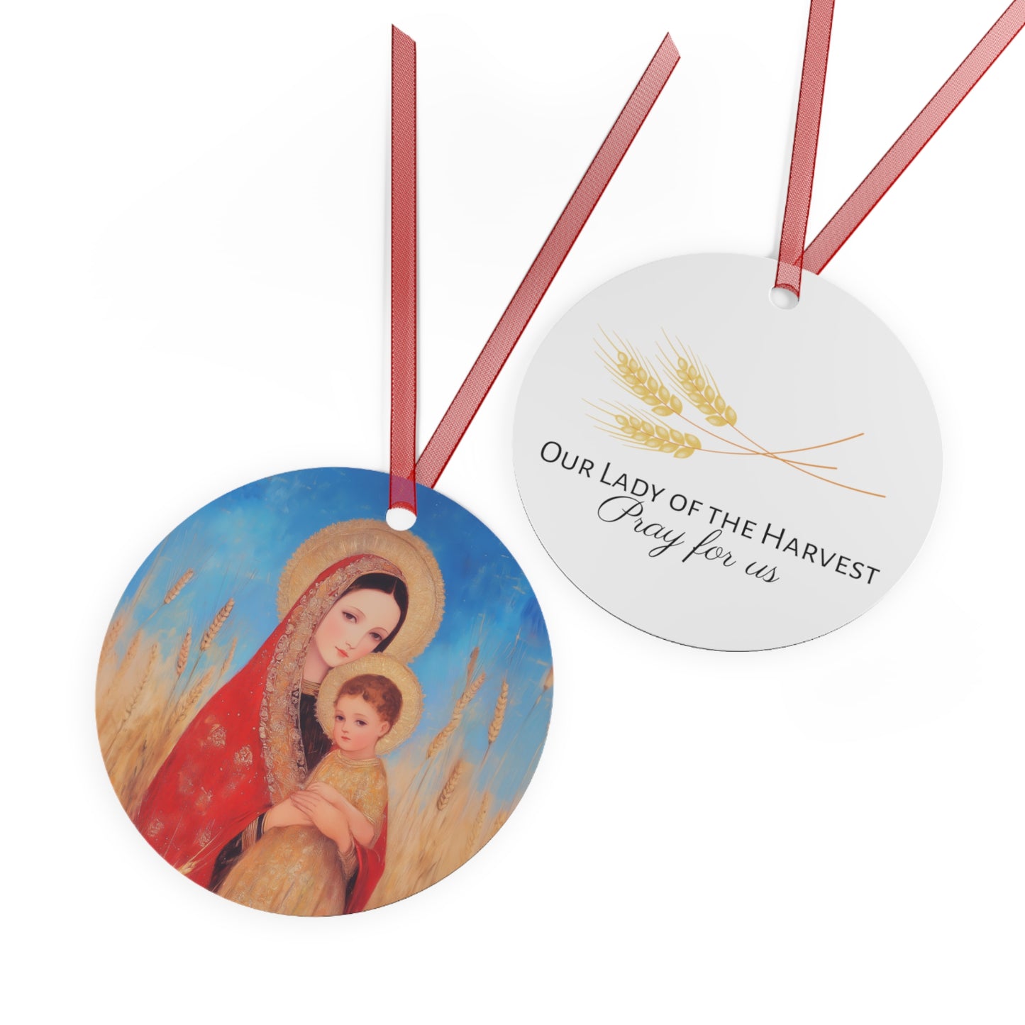 Our Lady of the Harvest Metal Ornament - Religious Holiday Christmas Ornament and Keepsake - Prayer Ornament