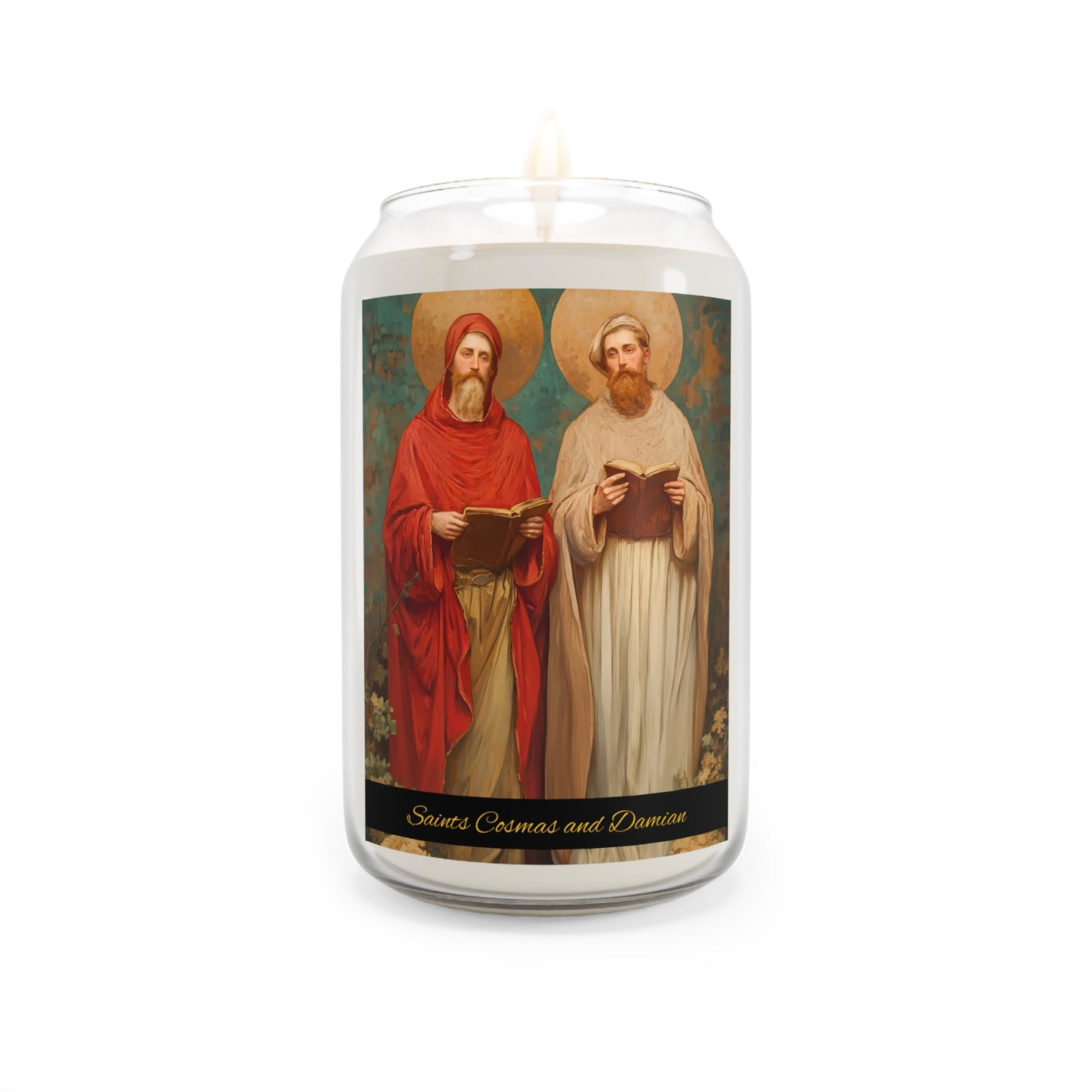 Saints Cosmas and Damian - Scented Prayer Candle, 13.75oz -  Candle - Catholic Art - prayer room Scented Candle - Martyr Art