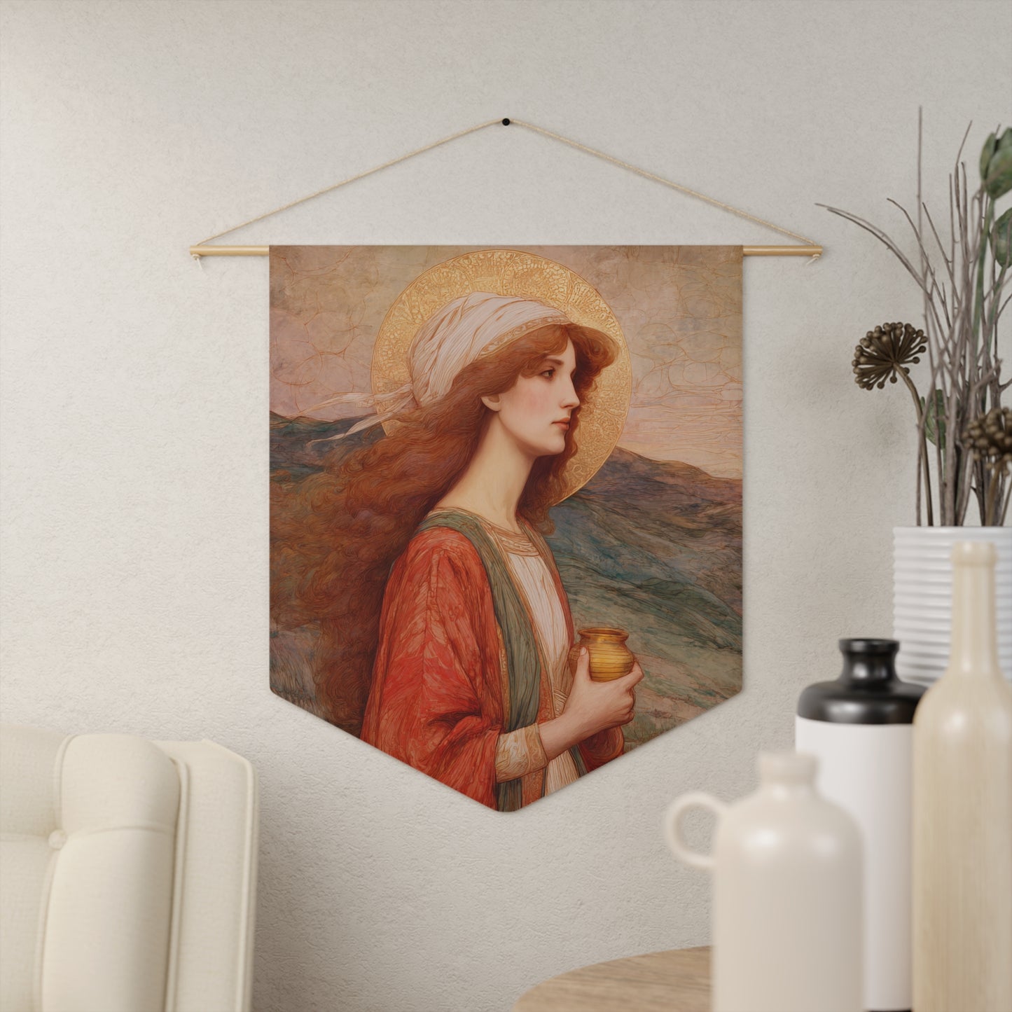 Saint Joanna  - Wall Banner / Wall Hanging - Christian Art - Prayer room - 18" x 21"