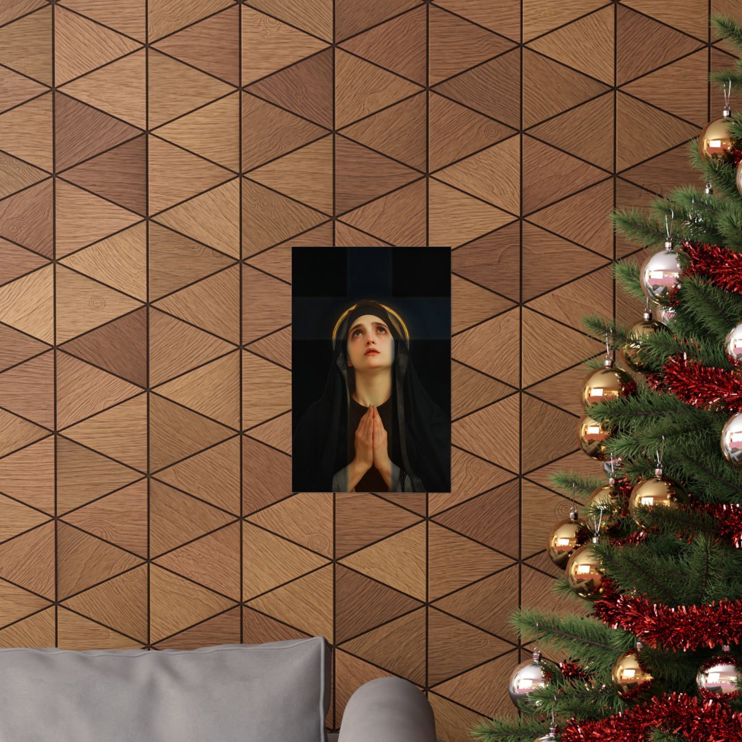 Our Lady of the Cross - Mother Mary  - Our Lady of the Crucifix - Marian Art  - Sanctified Souls Print - Multiple Sizes - Premium Posters