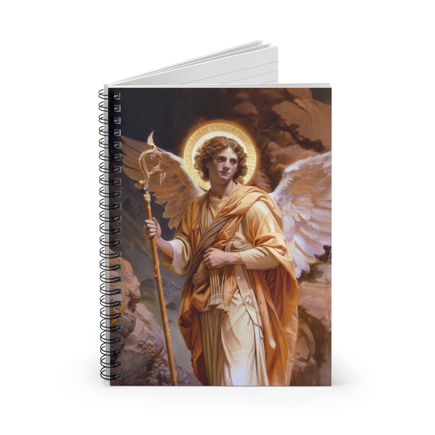 Saint Raphael the Archangel - Sanctified Souls Art - Religious Based Notebook - Spiral Notebook