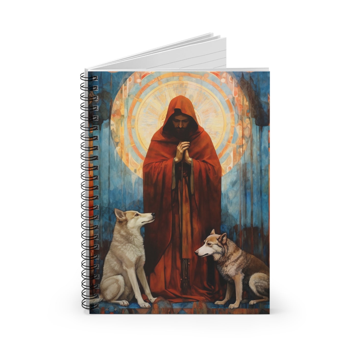 Saint Ailbhe Journal - Sanctified Souls Art - Religious Based Notebook - Spiral Notebook - Ruled Line - Patron Saint of Wolves
