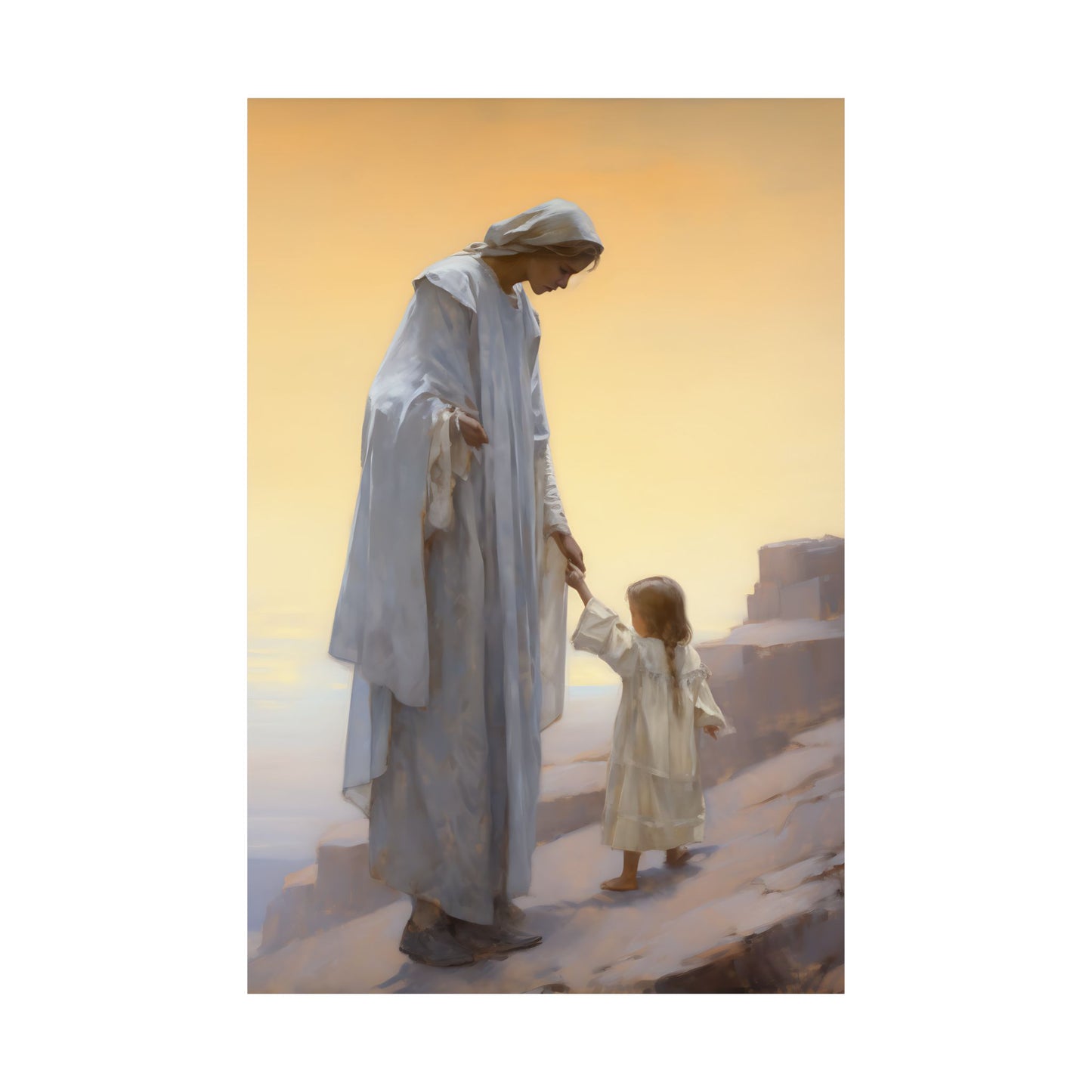 Heavenly Tenderness Print - Sanctified Souls Print - Multiple Sizes - Premium Matte Poster - Mother's Print - Nursery Art - Mom and Baby