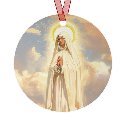 Our Lady of Fátima Metal Ornament - Religious Holiday Christmas Ornament and Keepsake - Catholic Religious Keepsake
