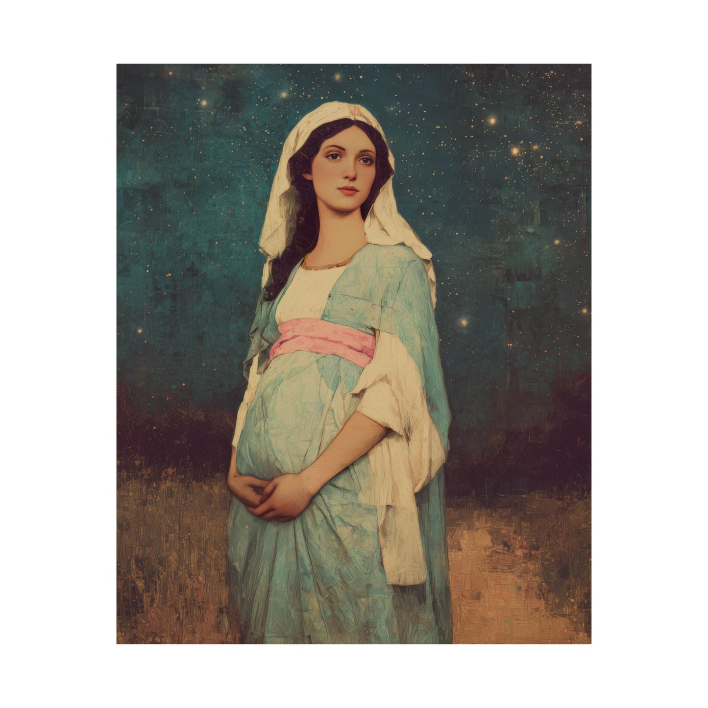 Our Lady of 'O' - Our Lady of Expectation - Mother Mary - Marian Art - Sanctified Souls Print - Multiple Sizes - Premium Vertical Posters