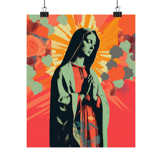 Queen of Heaven : Mother Mary in Prayer - Sanctified Souls Print - Multiple Sizes - Premium Matte Vertical Posters - Virgin Mary