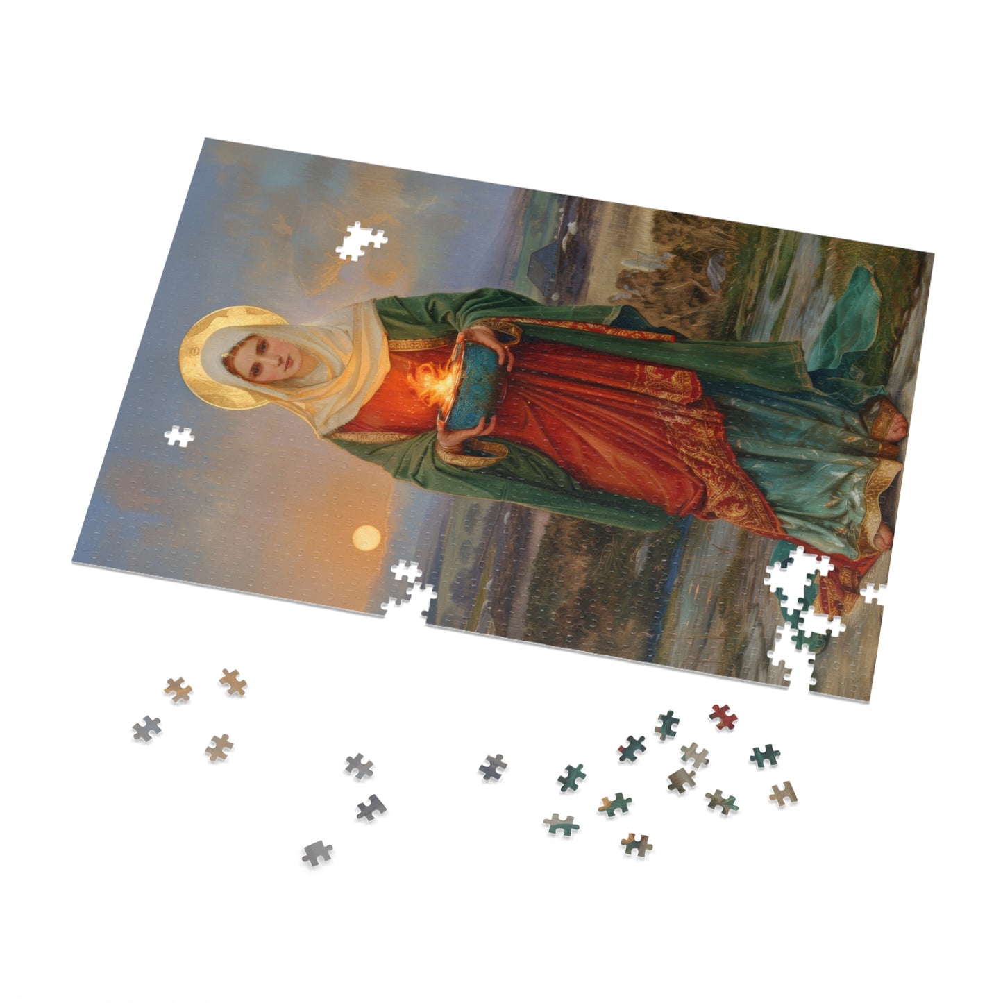 Saint Brigid of Ireland / Kildare - Puzzle and Keepsake Tin - Religious (30, 110, 252, 500,1000) - Religious Puzzle - Gifts for Catholics