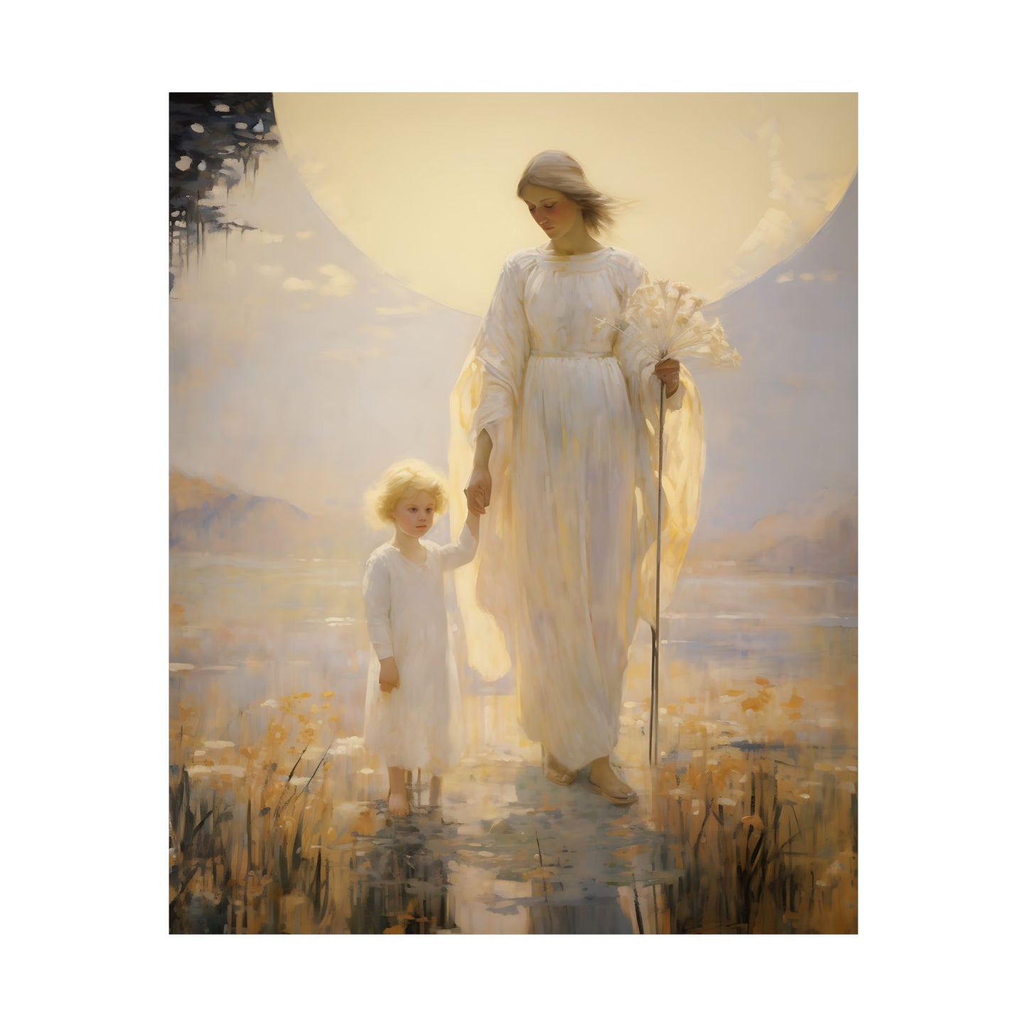 Serenity in Motherhood Print - Sanctified Souls Print - Multiple Sizes - Matte Poster - Mother's Print - Art for Nursery - Mother & child