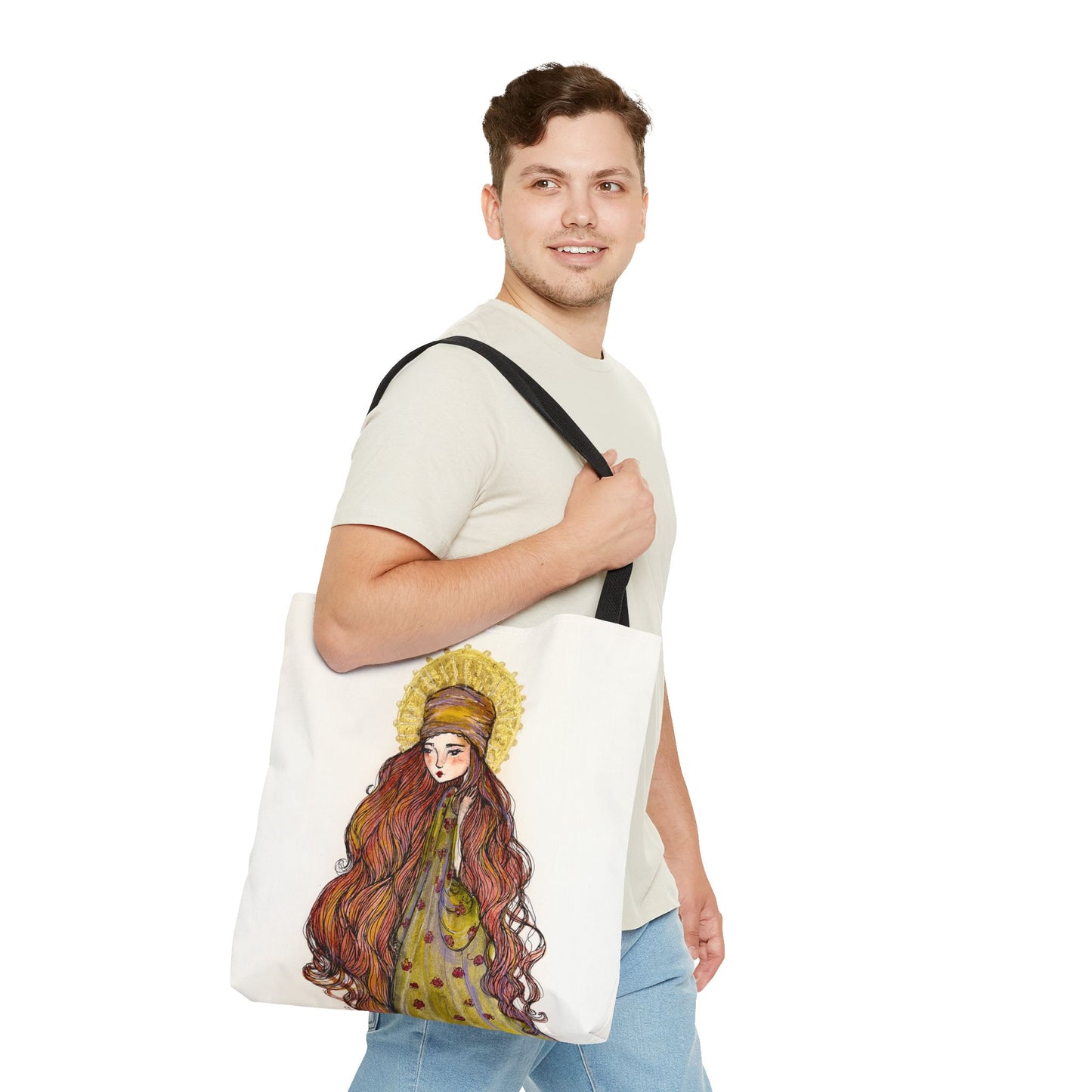 Saint Mary Magdalene Catholic Tote Bag | Christian Devotional Bag | Hand-Drawn Sacred Art Tote | Double Sided Religious Tote