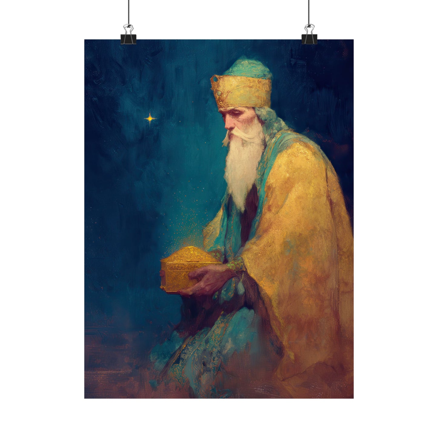 Caspar and the Offering of Worship - 3 Wise Men - Sanctified Souls Print - Multiple Sizes - Premium Matte Vertical Posters