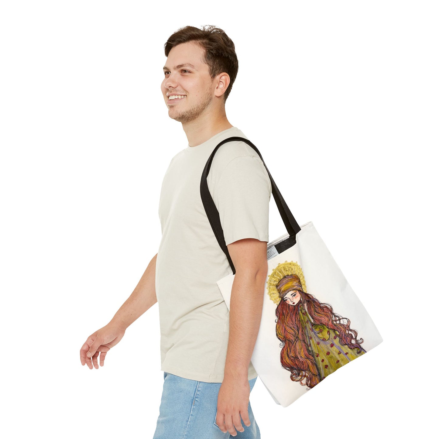 Saint Mary Magdalene Catholic Tote Bag | Christian Devotional Bag | Hand-Drawn Sacred Art Tote | Double Sided Religious Tote