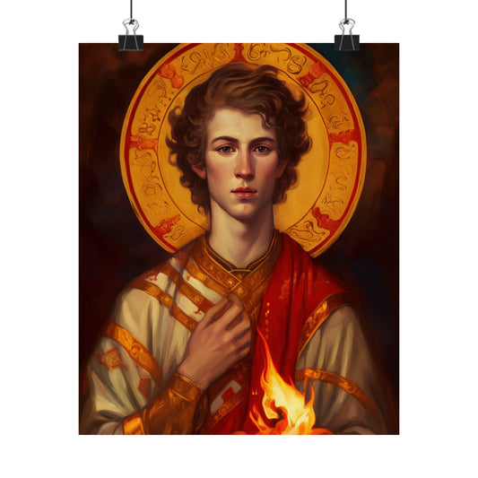 Saint Lawrence Deacon and Martyr  - Sanctified Souls Print - Multiple Sizes - Premium Matte Vertical Posters