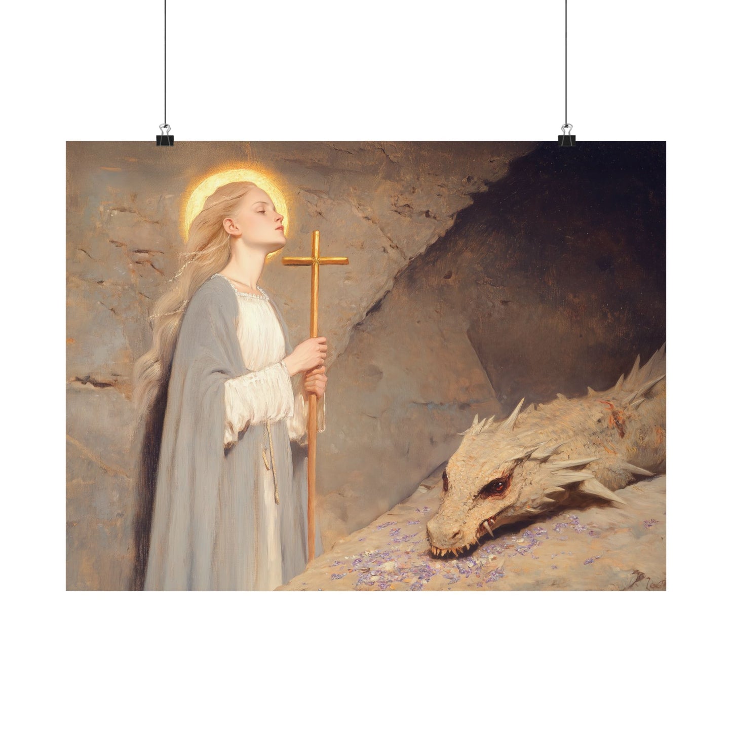Saint Margaret of Antioch - Sanctified Souls Print - Multiple Sizes - Premium Posters - Catholic Art - Christian Home Decor Artwork