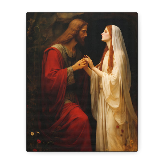 Revelation of Redemption Mary Magdalene and the Risen Christ - Gallery Wrapped Canvas - Sanctified Souls Print - Religious Art for your Home