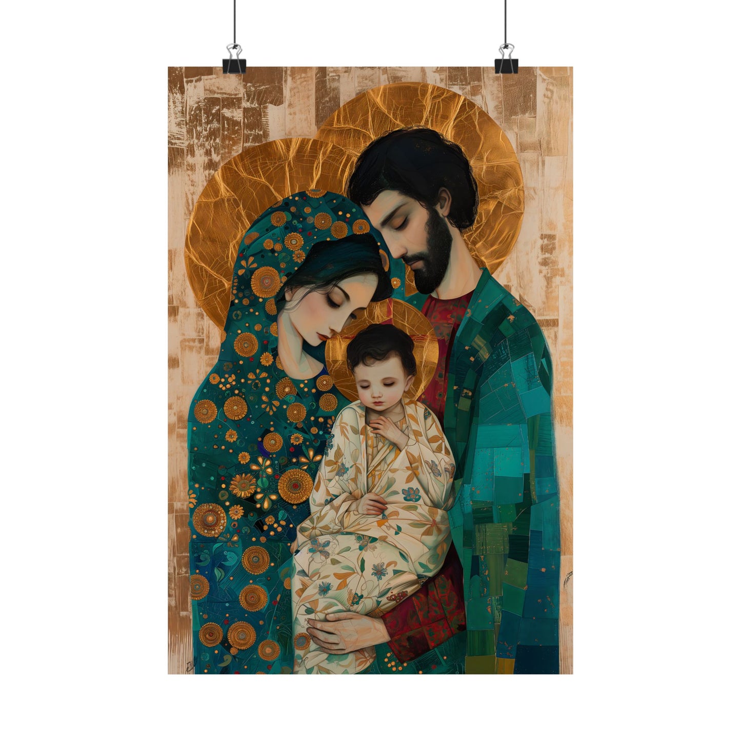 Sacred Love- The Holy Family Portrait - Sanctified Souls Print - Multiple Sizes - Premium Matte Vertical Posters - Jesus, Mary, Joseph