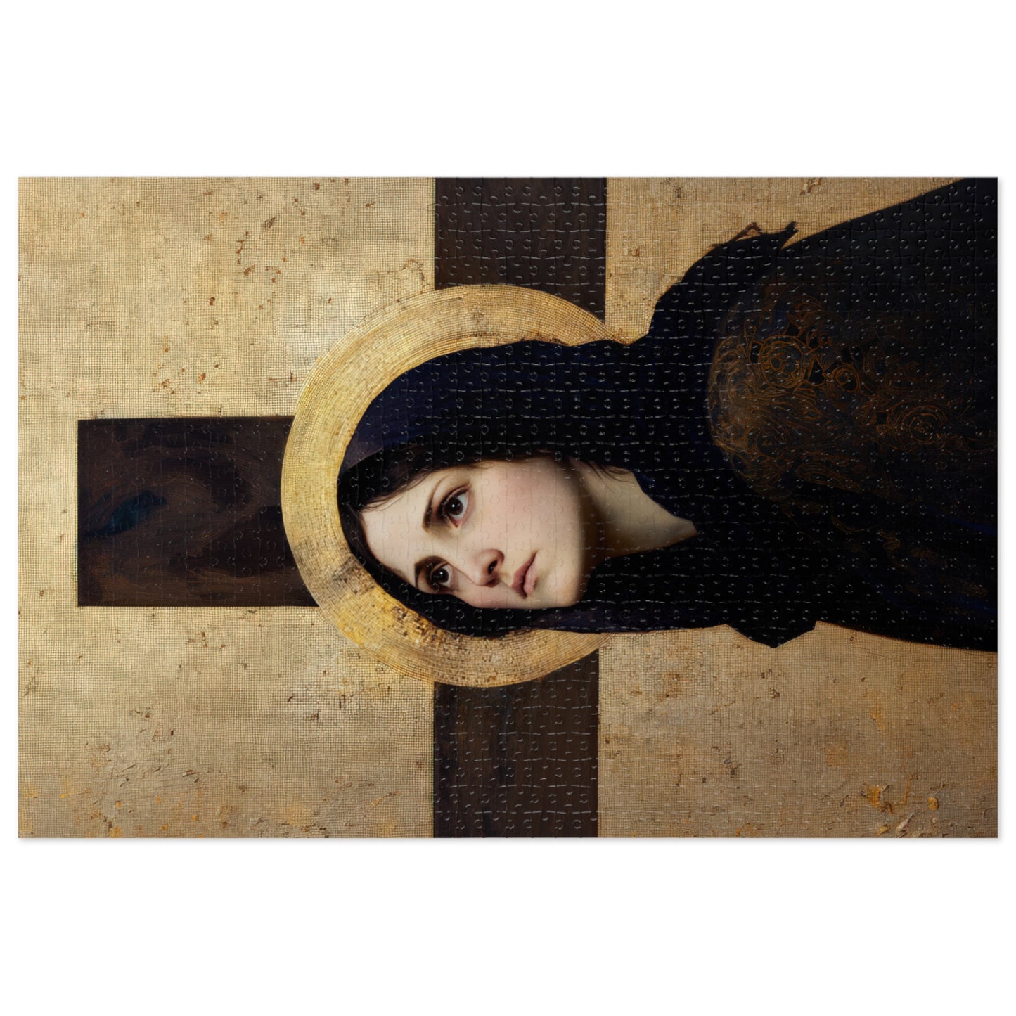 Our Lady of the Cross - Mother Mary  - Our Lady of the Crucifix - Marian Art - Puzzle - with Tin - Jigsaw (30, 110, 252, 500,1000-Piece)