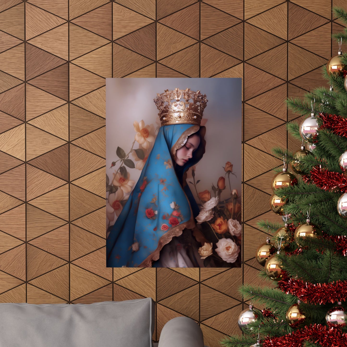 Our Lady of the Roses - Sanctified Souls Print - Multiple Sizes - Premium Matte Vertical Posters - Mother Mary Print