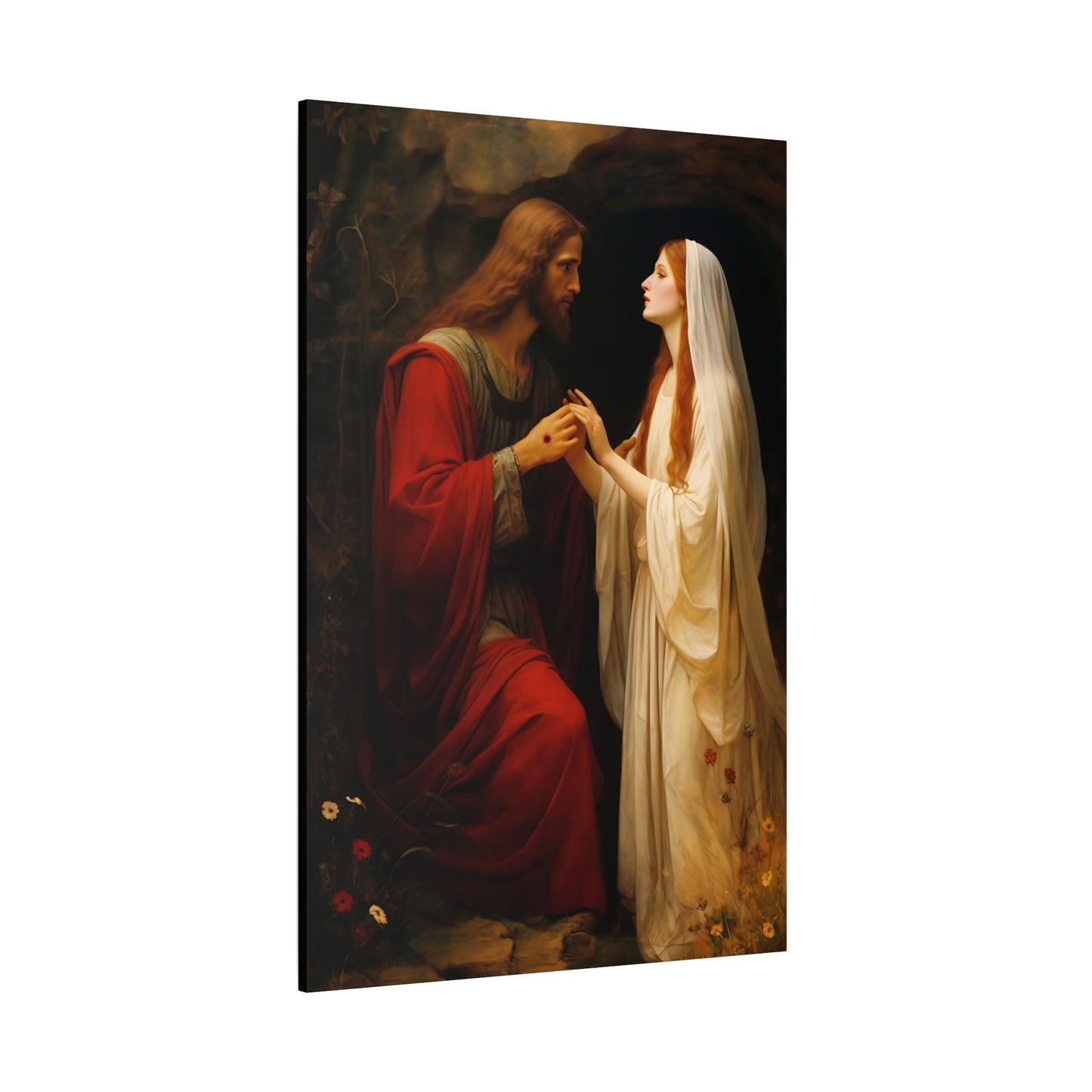 Revelation of Redemption Mary Magdalene and the Risen Christ - Gallery Wrapped Canvas - Sanctified Souls Print - Religious Art for your Home