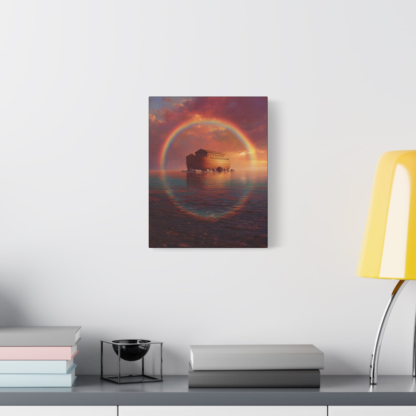 Sheltered Beneath the Covenant Sky - Noah's Ark - Gallery Wrapped Canvas - Print - Religious Art for your Home - Catholic