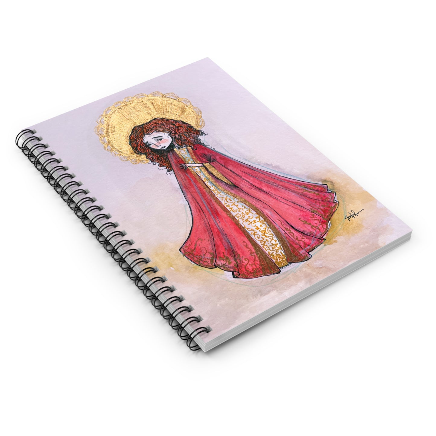 Saint Bibiana Hand-Drawn Catholic Spiral Notebook | Christian Prayer Journal | Sanctified Solocosmo Religious Journal