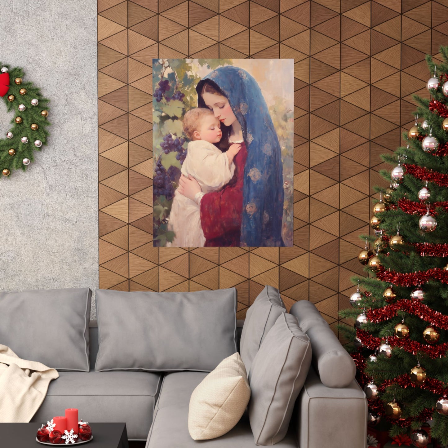 Our Lady of the Grapes / Out Lady of the Harvest - Sanctified Souls Print - Multiple Sizes - Premium Matte Vertical Posters - Mother Mary
