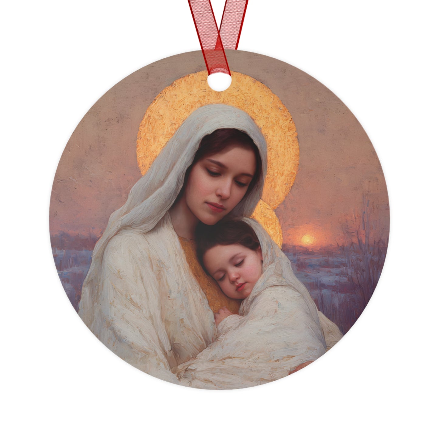 The Love That Stays - Mother Mary and the Christ Child - Metal Ornament - Religious Holiday Christmas Ornament and Keepsake - Prayer