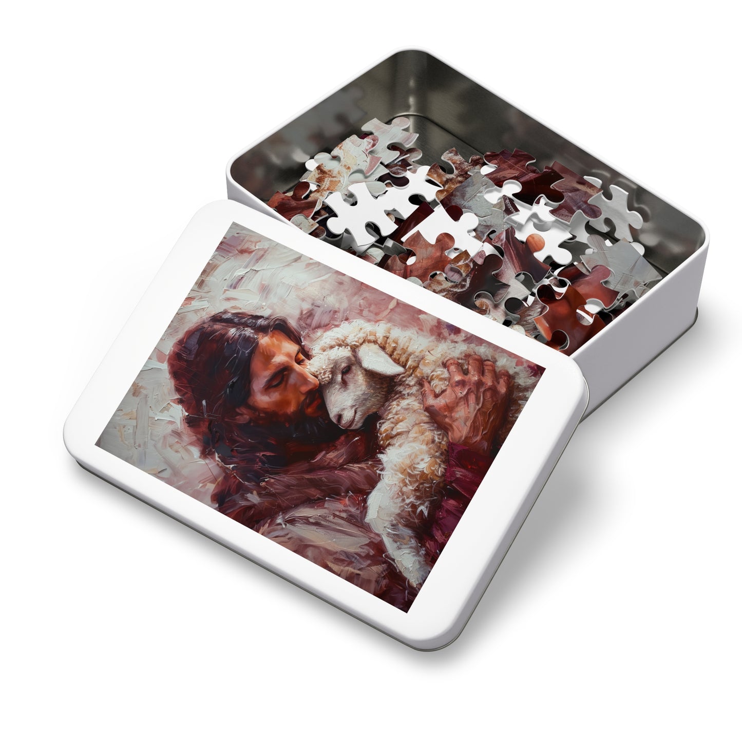 Jesus and the Little Lamb - Puzzle and Keepsake Tin - Religious (30, 110, 252, 500,1000) - Religious Puzzle - Christ the Savior Art print