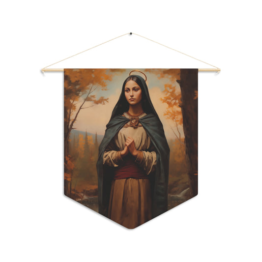 Saint Kateri Tekakwitha Wall Banner / Wall Hanging - Prayer room art - Catholic Home Art - Large Saint Art for your home - 18" x 21"
