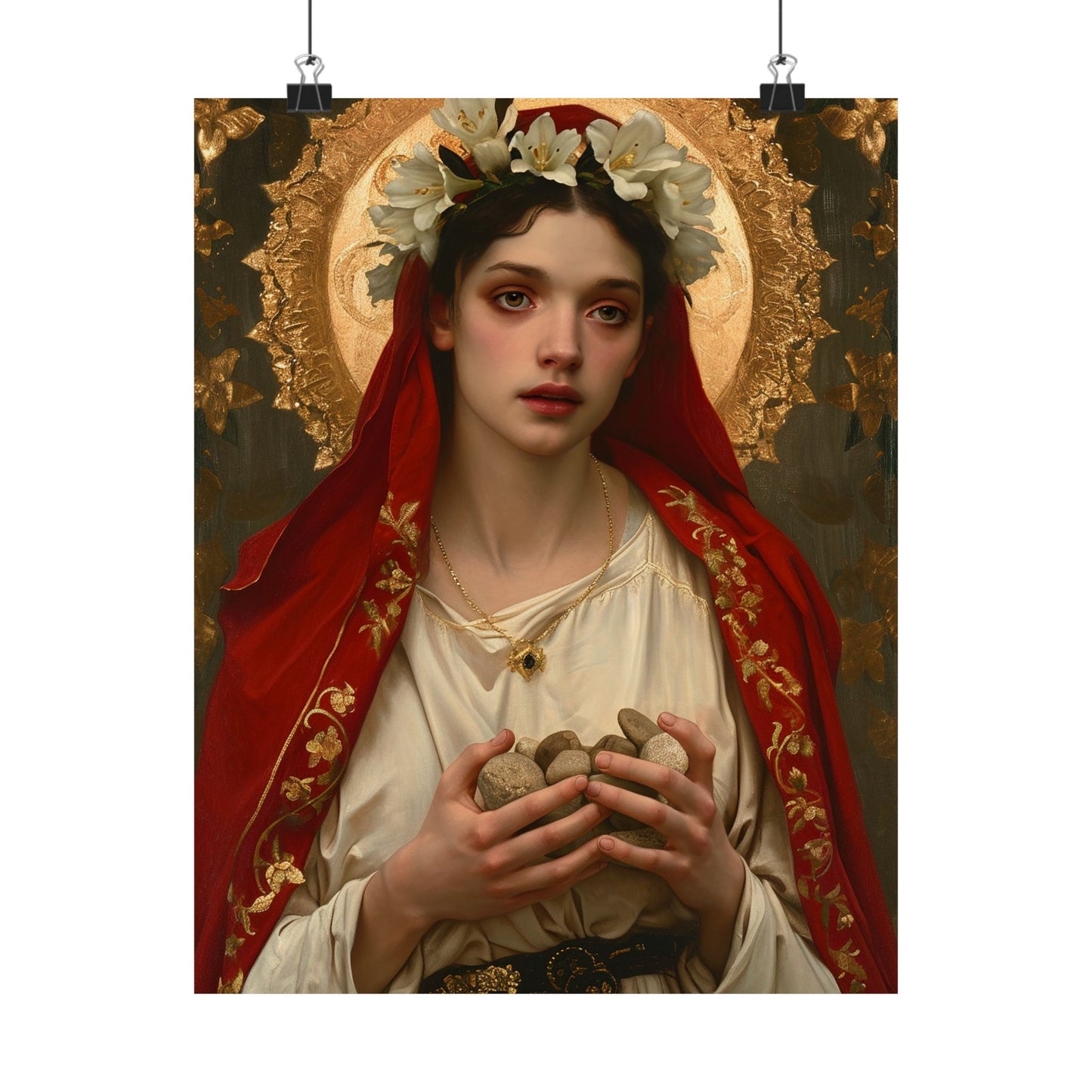 Saint Emerentiana - Sanctified Souls Print - Multiple Sizes - Premium Matte Vertical Posters - Catholic Poster Art for your home