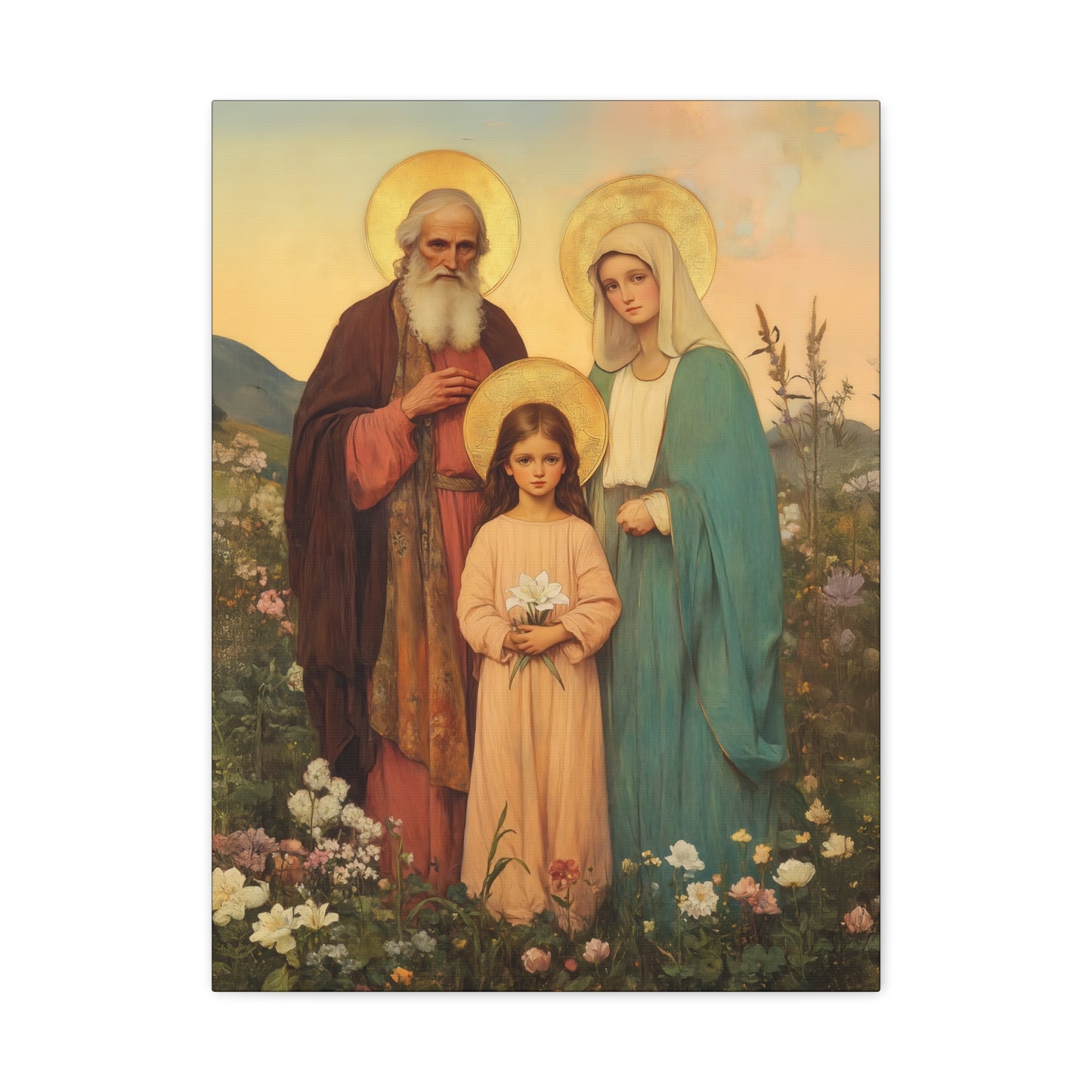 Saints Joachim and Anne with Young Mary - Gallery Wrapped Canvas - Print - Religious Art for your Home - Catholic Art