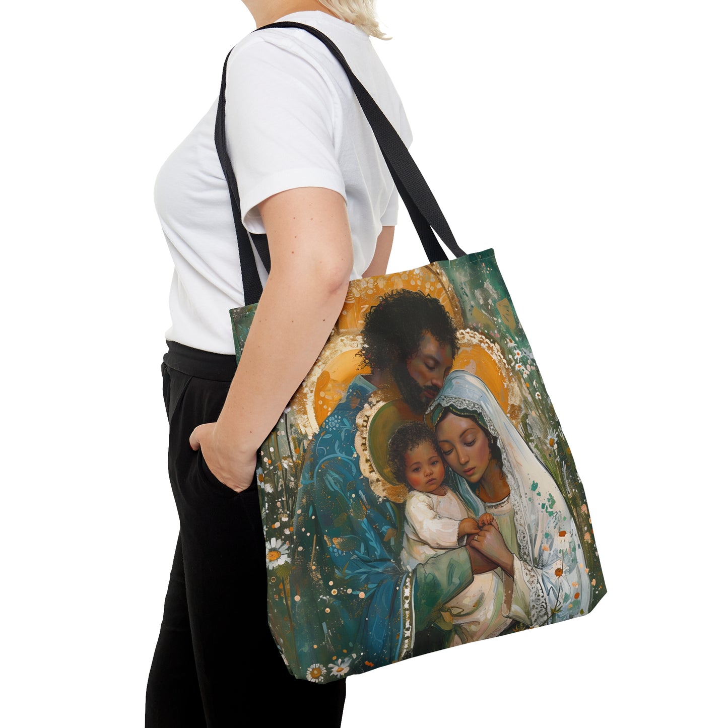 Sacred Sanctuary - Mary, Joseph, and the Infant Jesus Tote Bag - Large Medium Small Faith Art Bag - Holy Family Purse - Double Sided