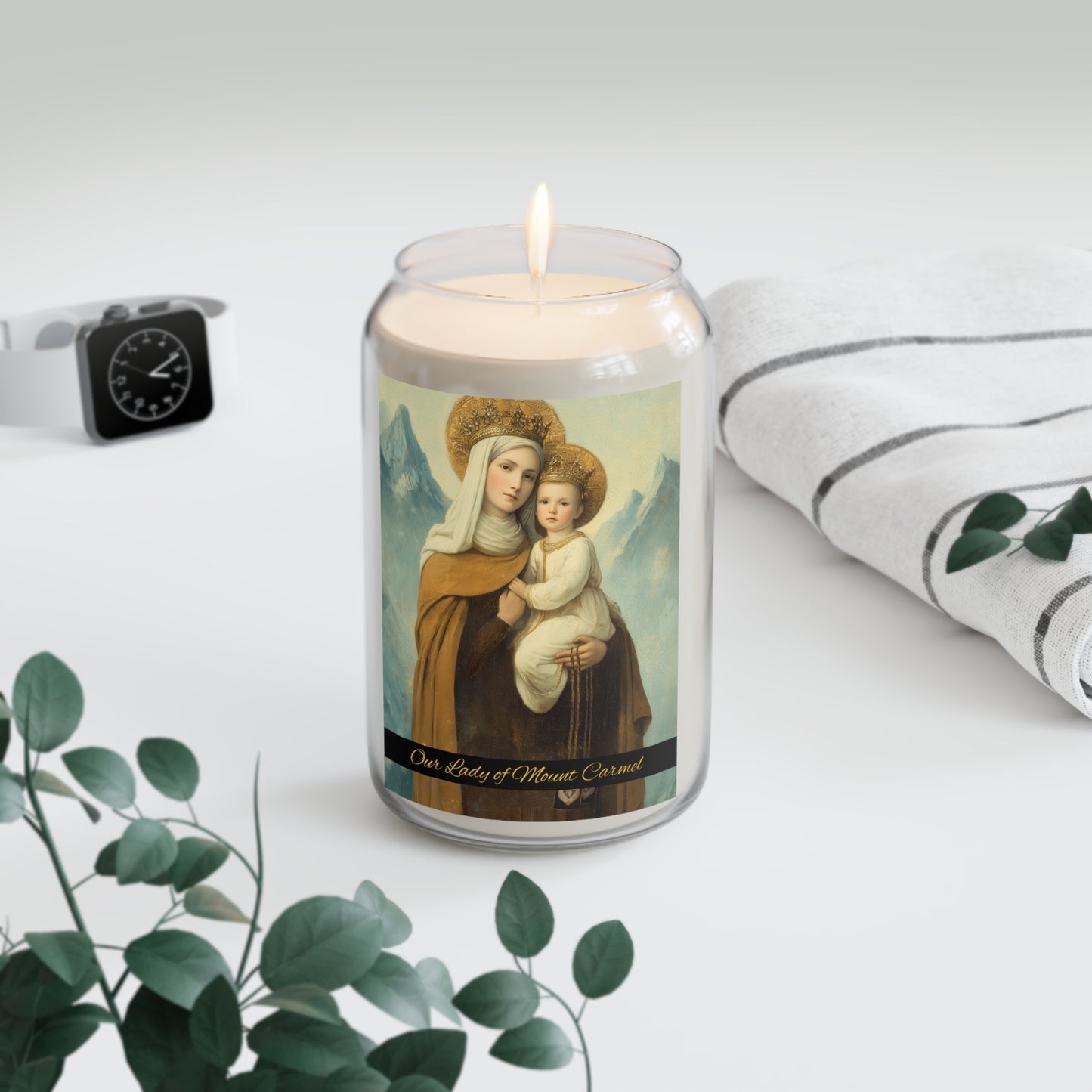 The Gift of the Scapular - Our Lady of Mount Carmel - Scented Prayer Candle, 13.75oz - Tall Size - Religious Prayer Candle - Catholic Art