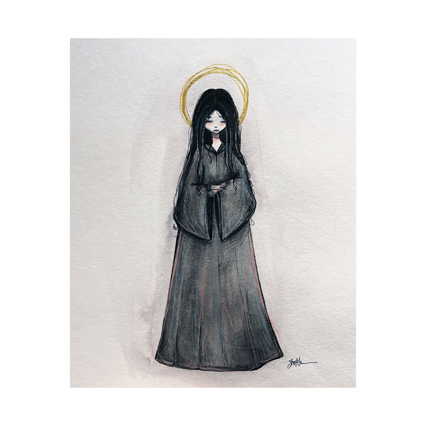 Blessed Mary Magdalen Kiota Hand-Drawn Catholic Art Print | Martyrs of Japan Devotional Wall Art | Sanctified Solocosmo Religious Poster