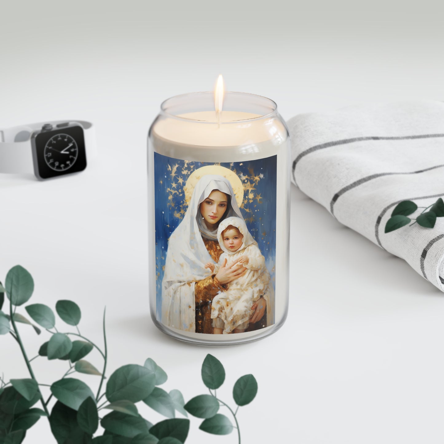 Divine Frost- Our Lady of the Snows - Scented Prayer Candle, 13.75oz - Tall Size - Religious Prayer Candle - Catholic Art - Religious Gift