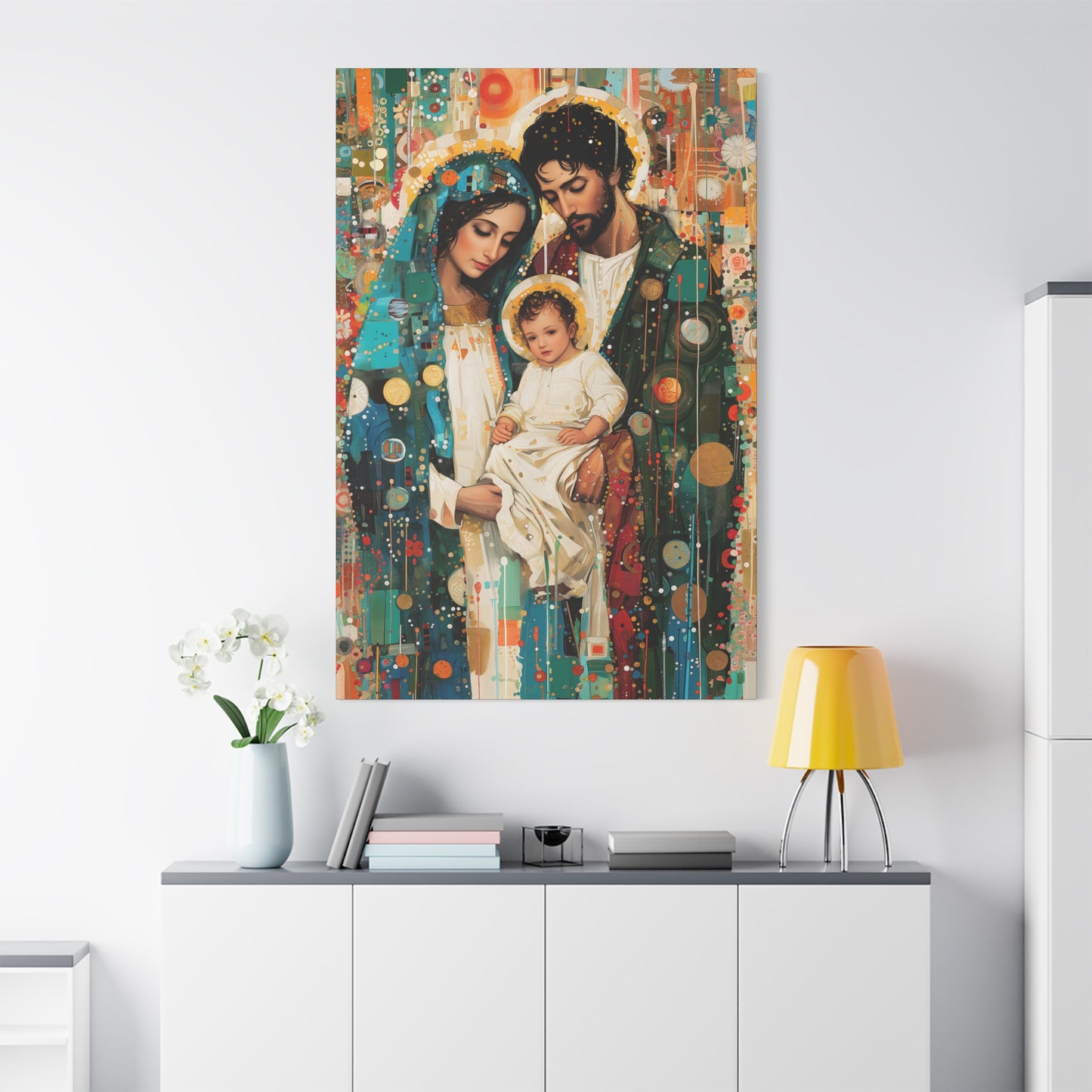 Eternal Light - Mary, Joseph, and the Christ Child - Museum Wrapped Canvas - Sanctified Souls Print - Religious Art - Holy Family Art