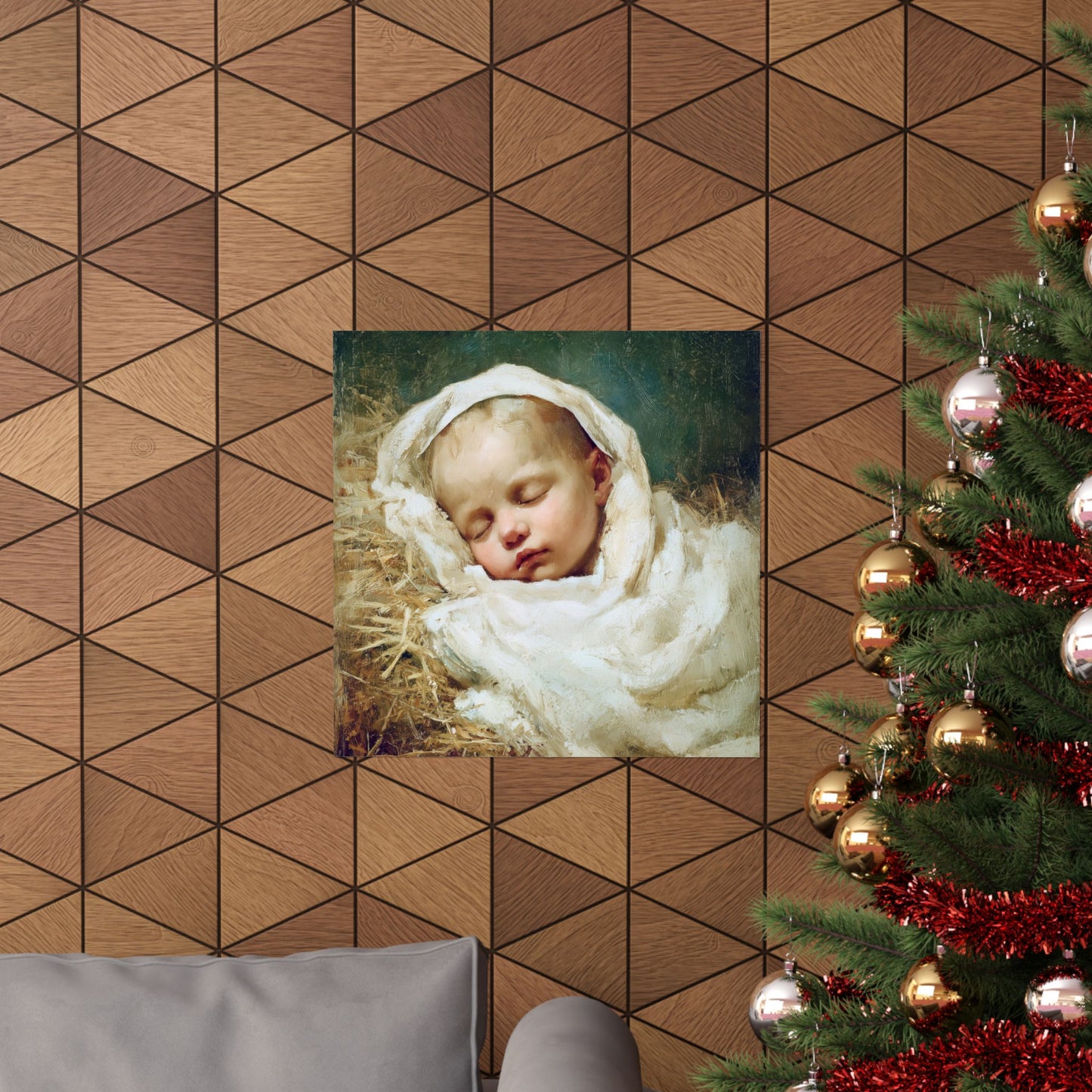 The Christ Child Resting in the Silence of the Manger - Sanctified Souls Print - Multiple Sizes - Premium Matte Vertical Posters