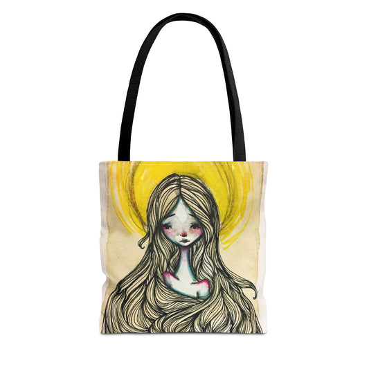 Saint Agatha of Sicily Tote - Hand-Drawn Catholic Art - Prayer Bag | Christian Devotional Tote | Sanctified Solocosmo Religious Tote