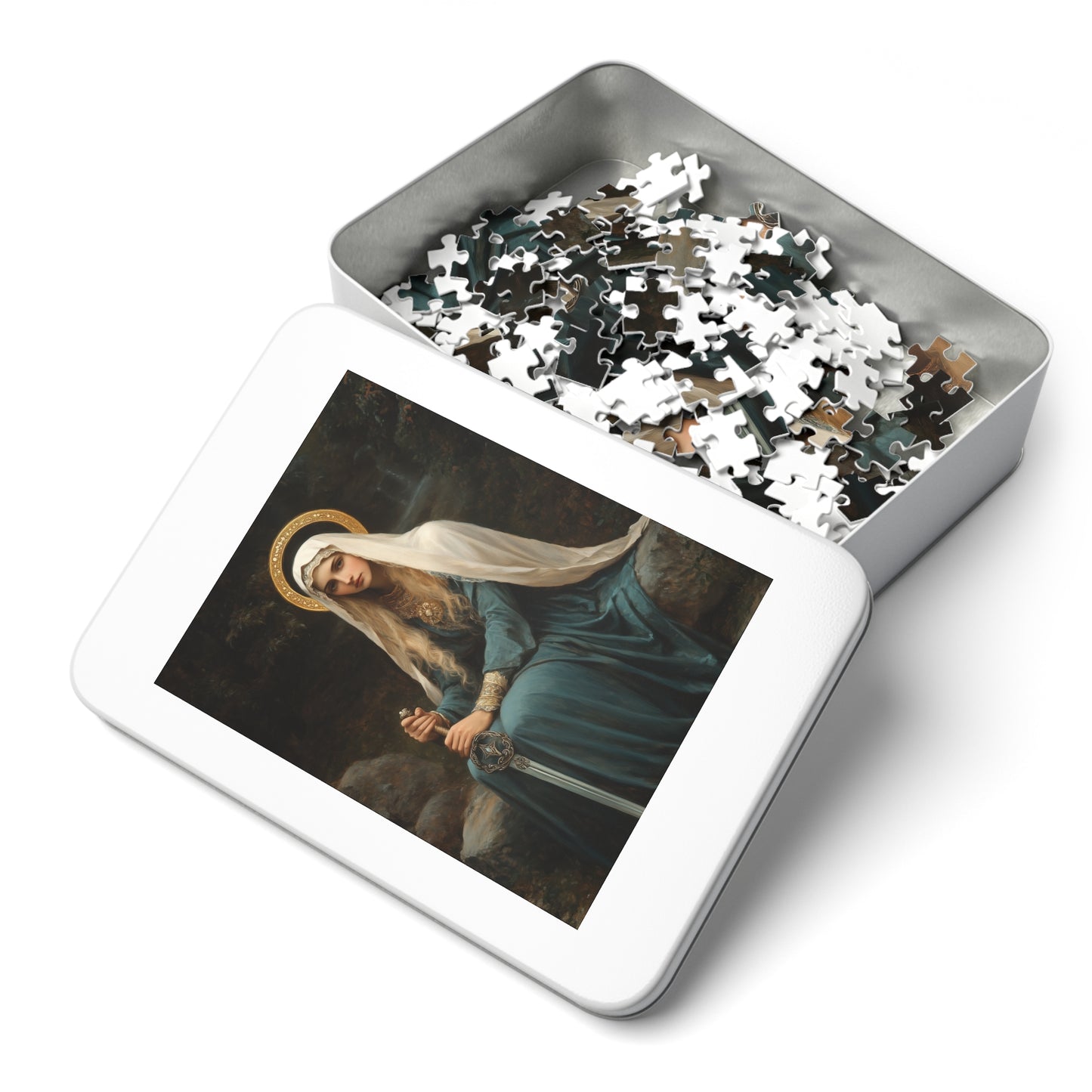Saint Winifred - Puzzle and Keepsake Tin - Religious (30, 110, 252, 500,1000) - Religious Puzzle - Gifts for Catholic Families