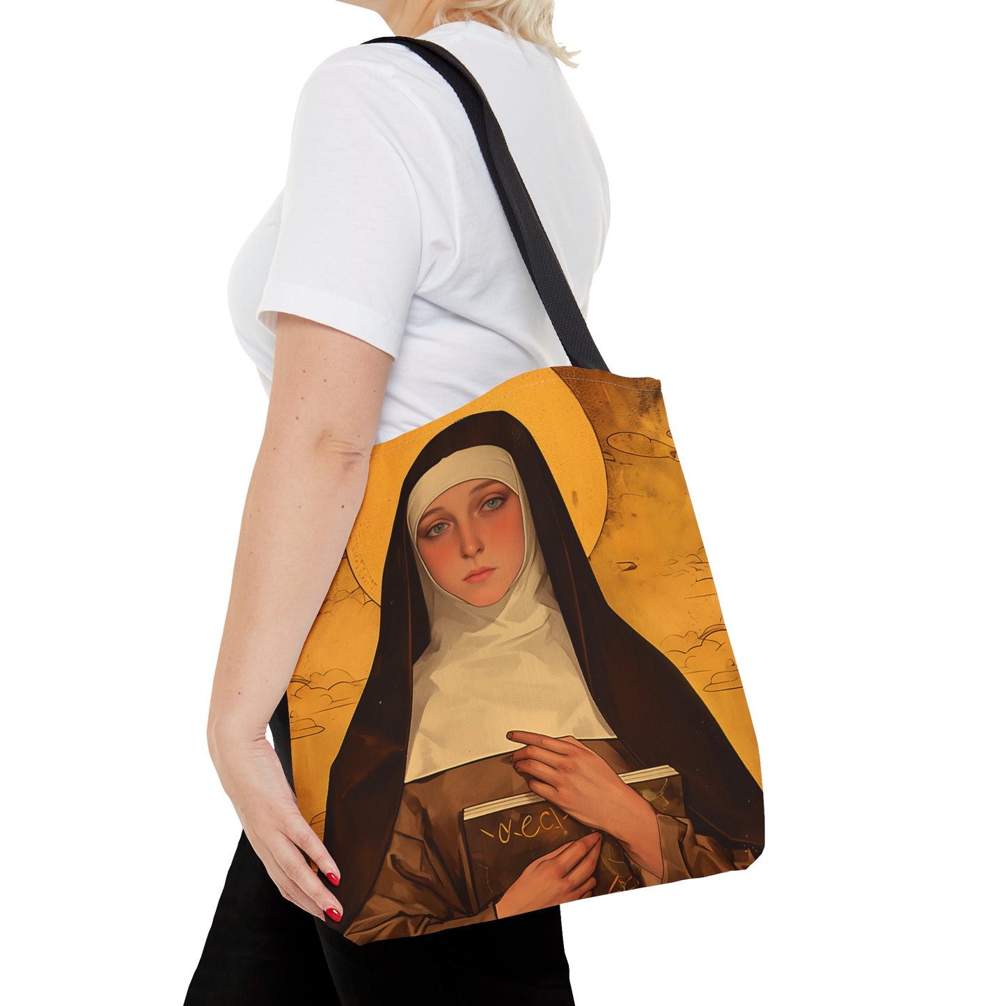 Saint Catherine of Bologna Tote Bag - Large Medium Small Faith Art Bag - Catholic Faith Purse - Religious Carry All Reusable Tote Bag