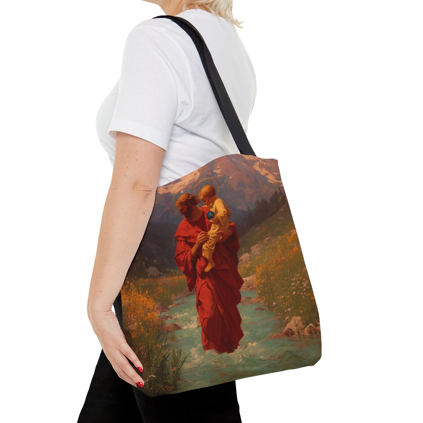 Saint Christopher - Tote Bag - Large Medium Small Faith Art Bag - Bible Study Faith Purse - Double Sided