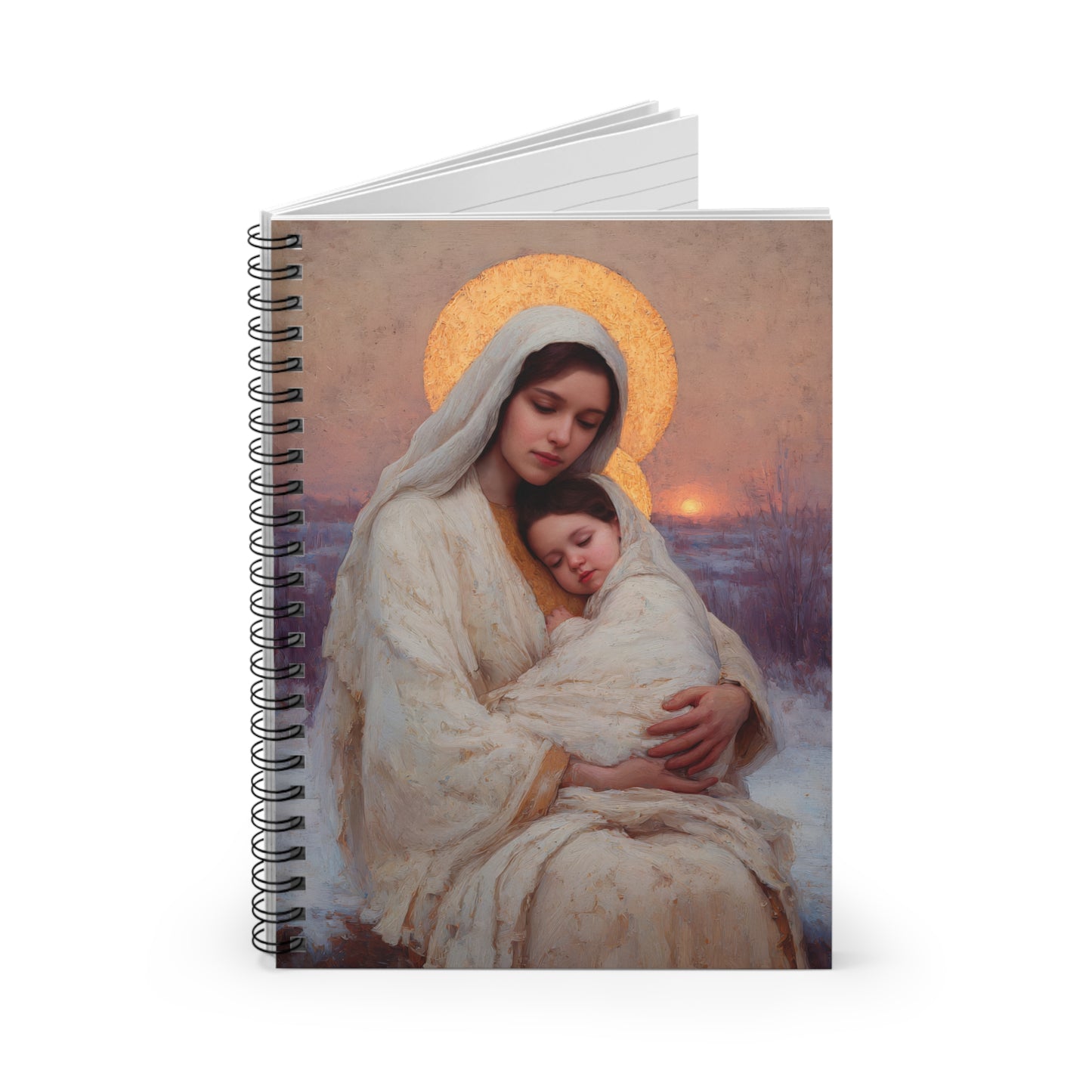 The Love That Stays - Mother Mary and the Christ Child - Journal - Sanctified Souls Art - Religious Based Notebook - Spiral Notebook