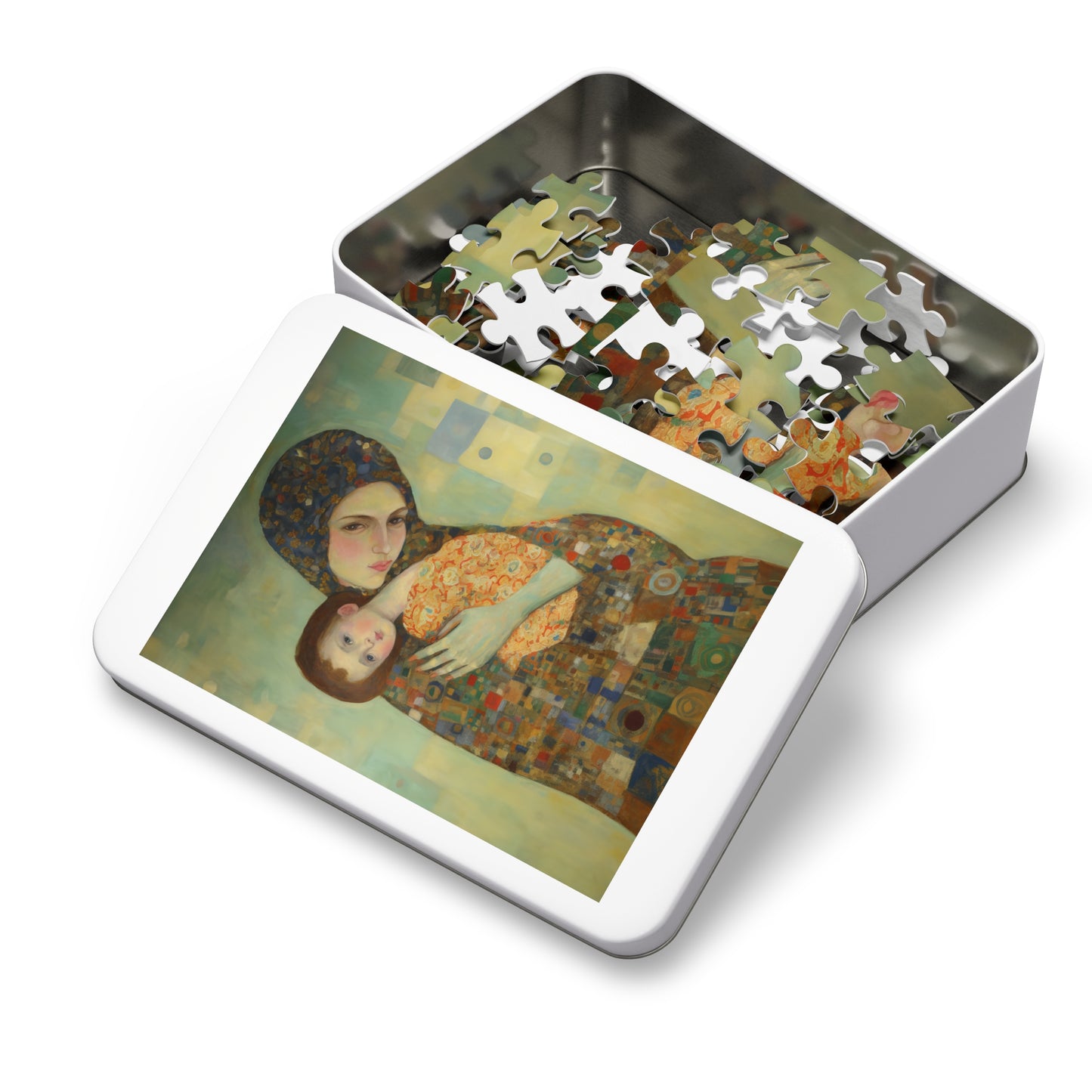 Cherished Blessing - Mary with Her Son - Based on Gustav Klimt's The Kiss - Religious Jigsaw Puzzle (30, 110, 252, 500,1000-Piece)