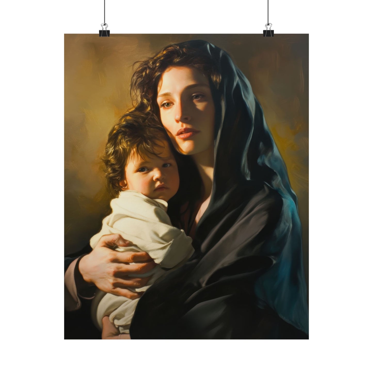 A mother's Gentle Embrace - Mary and The Christ Child - Sanctified Souls Print - Multiple Sizes - Premium Posters - Catholic Art - Christian
