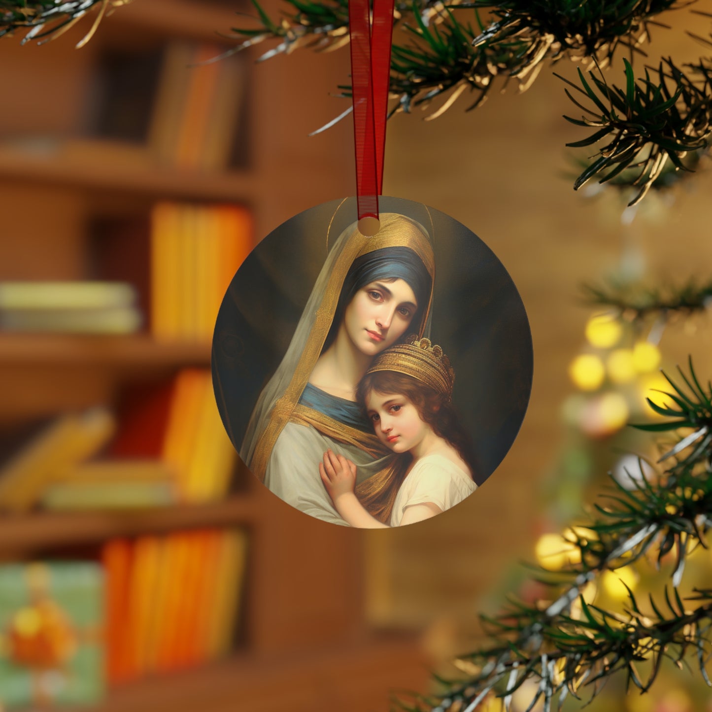 Saint Anne mother to Mary the Blessed Virgin Metal Ornament - Religious Holiday Christmas Ornament and Keepsake - Double sided