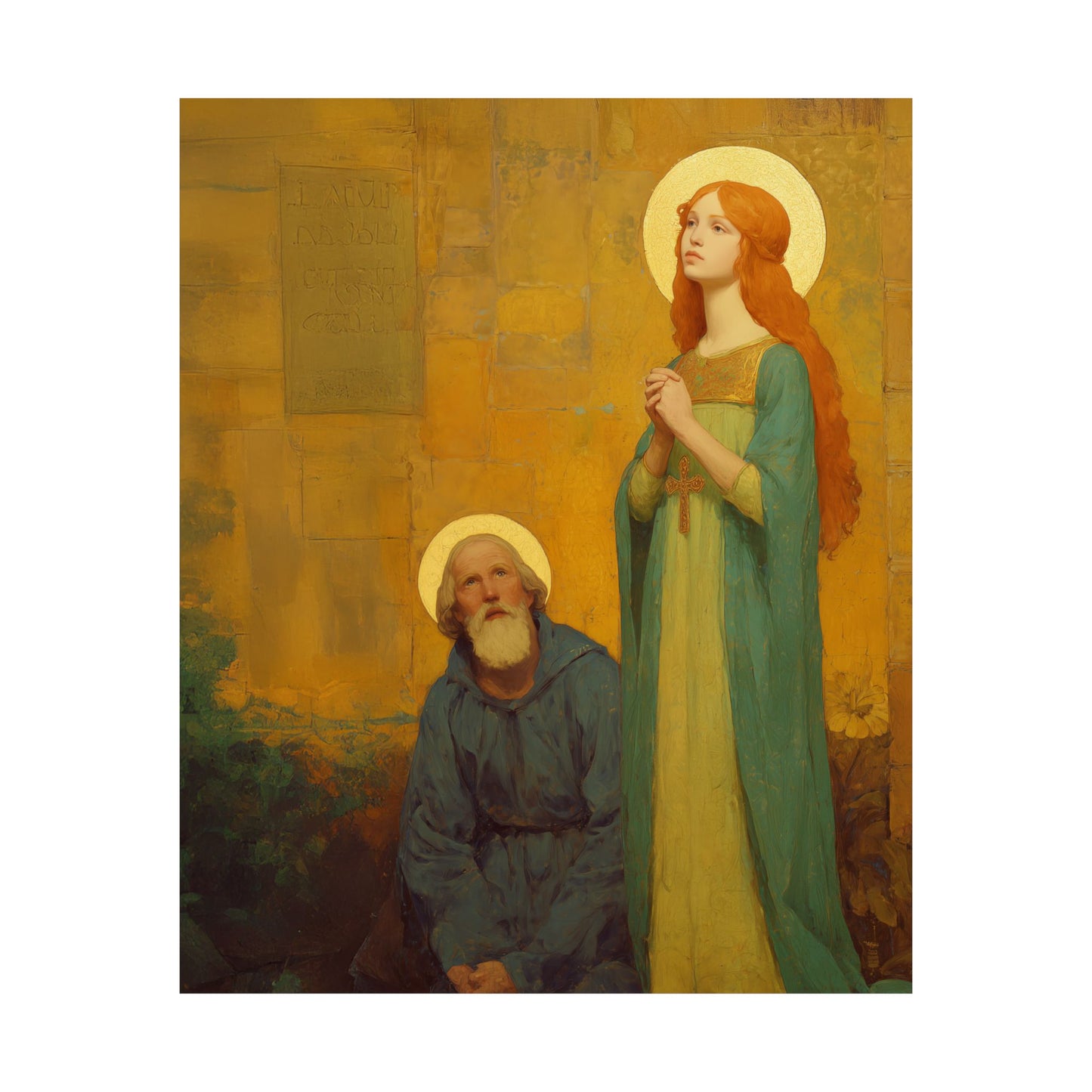 Saints Justina and Cyprian -  Catholic Art - Multiple Sizes - Premium Posters - Catholic Art - Christian Home - Catholic Saint Art