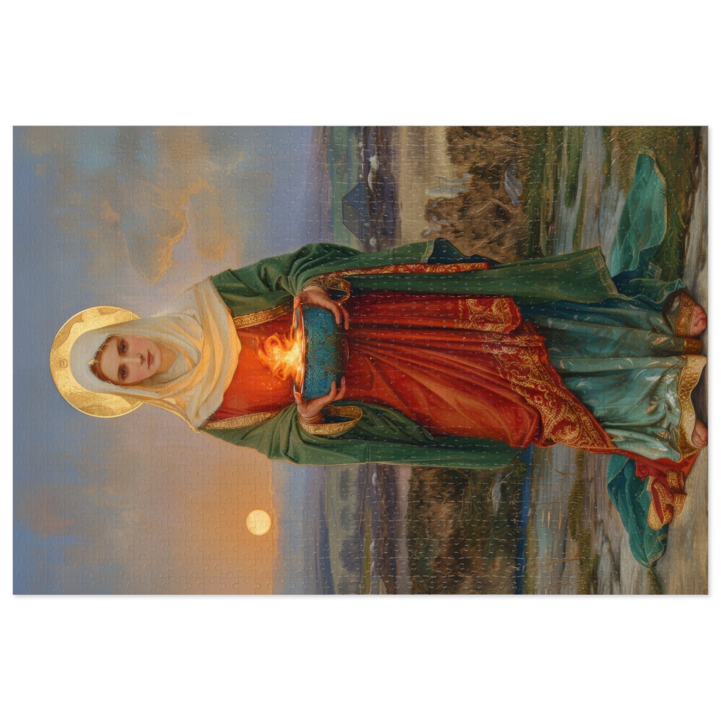 Saint Brigid of Ireland / Kildare - Puzzle and Keepsake Tin - Religious (30, 110, 252, 500,1000) - Religious Puzzle - Gifts for Catholics