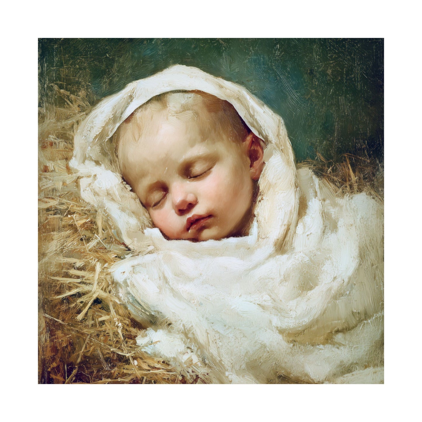The Christ Child Resting in the Silence of the Manger - Sanctified Souls Print - Multiple Sizes - Premium Matte Vertical Posters