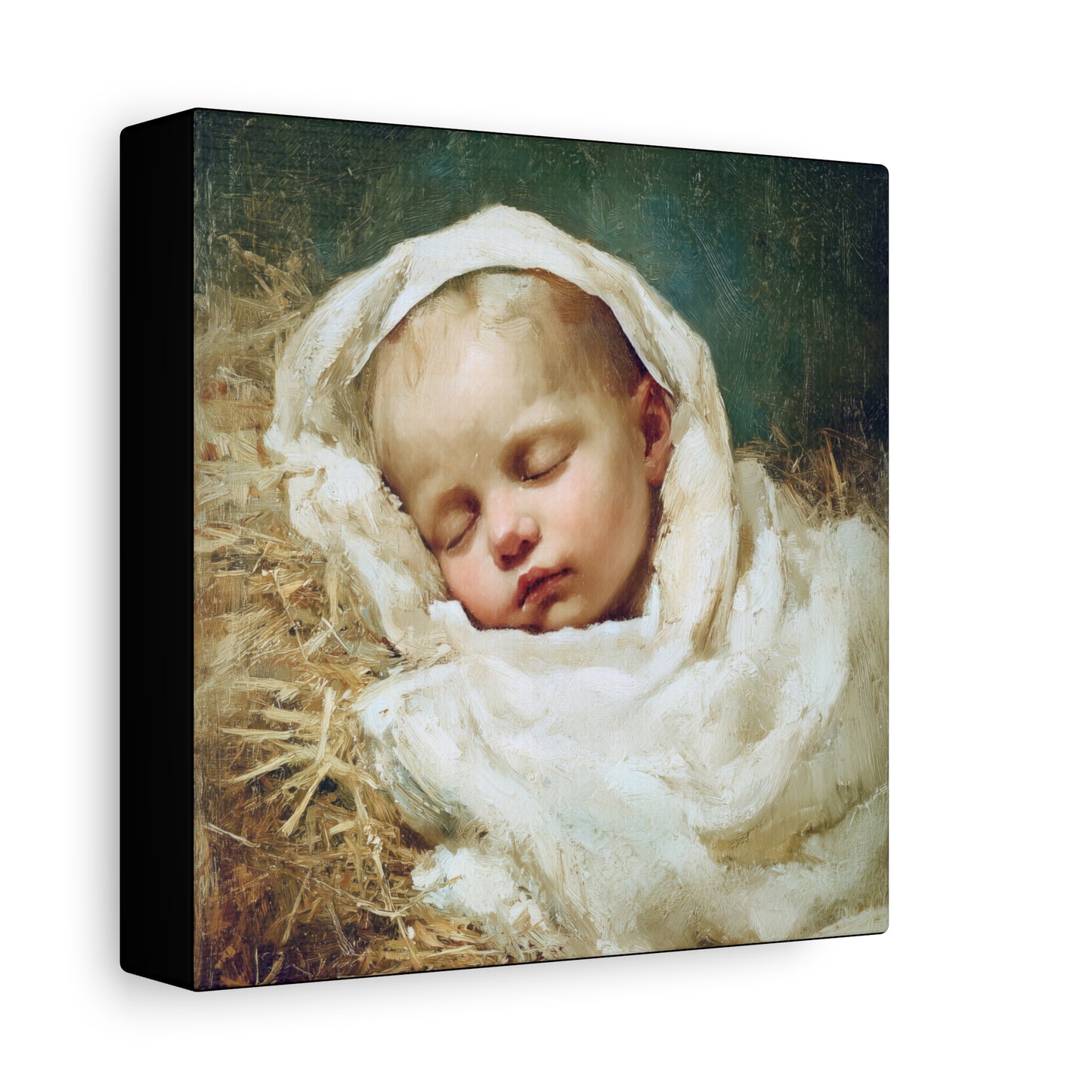 The Christ Child Resting in the Silence of the Manger - Gallery Wrapped Canvas - Print - Religious Art for your Home - Catholic Art Print